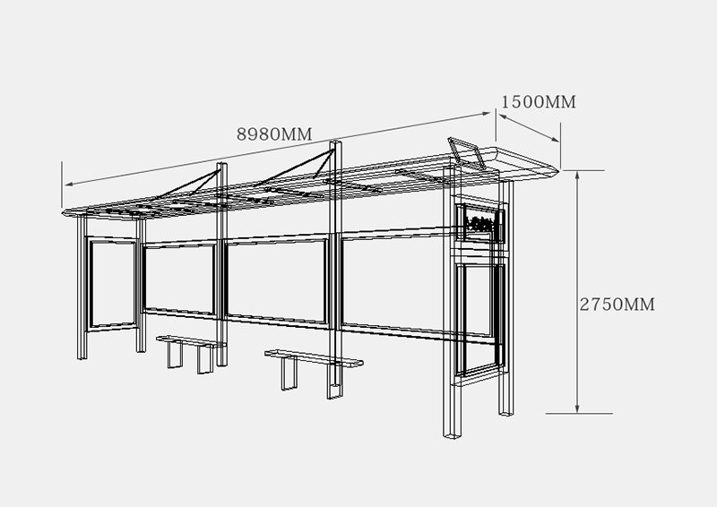 城市公交站候車(chē)亭尺寸圖